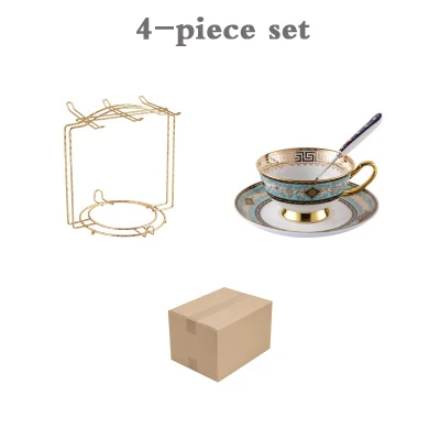 4-piece set Высококачественная кофейная чашка из костяного фарфора с золотым узором в европейском стиле, Набор чашек для послеобеденного чая, керамическая чайная чашка с цветами, роскошный набор кофейных чашек - Цвет: 4-piece set
