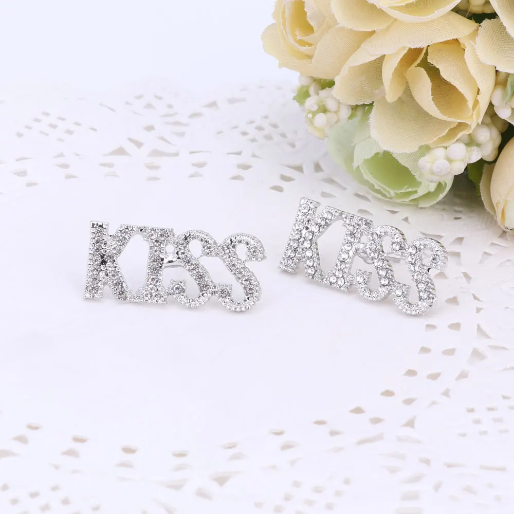 Модные оригинальные хрустальные подвески с надписью kiss вечерние Подарочные