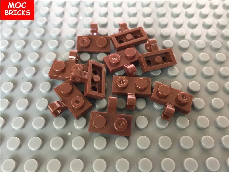 50 шт./лот MOC кирпичи 11476 1x2 пластина модифицированный центральный зажим в черный