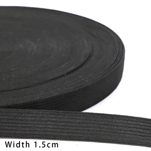 15mm Black 5 ярдов/партия черная белая плоская тонкая широкая эластичная резинка аксессуары для одежды нейлоновая тесьма для одежды Швейные аксессуары - Цвет: 15mm Black