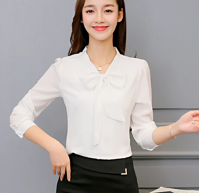 Korean spring summer shirt women clothing slim show thin long sleeve white blouse shirt fashion Chiffon women work Vestidos