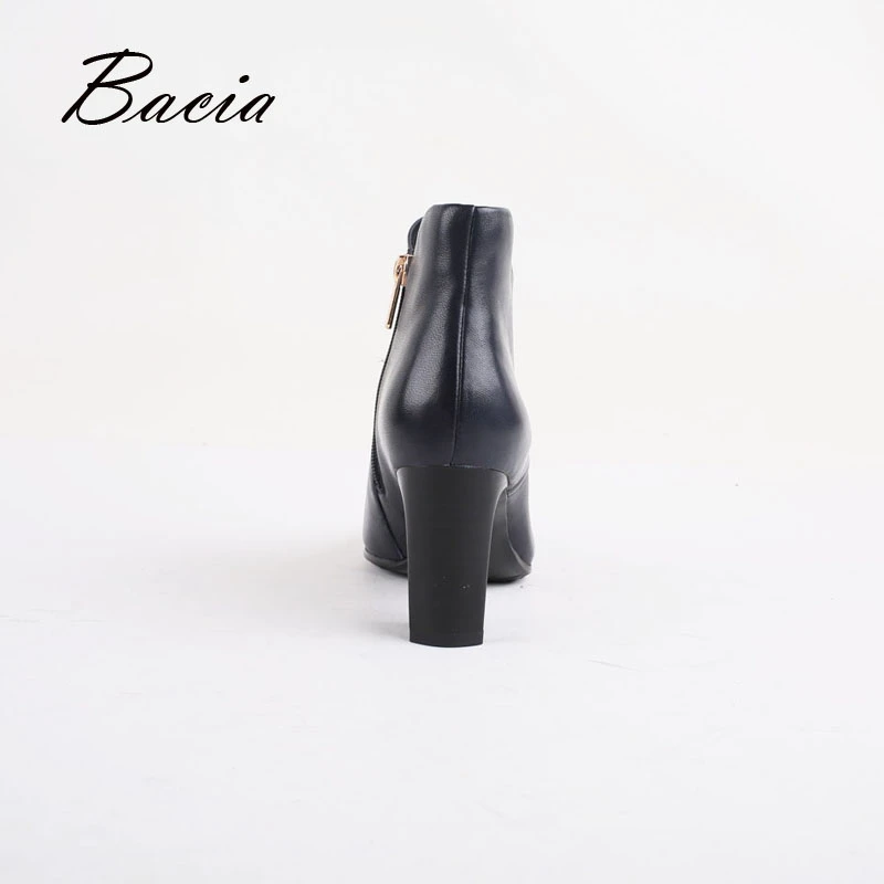 Bacia/2019 г. Новая женская кожаная зимняя обувь ботильоны на высоком каблуке