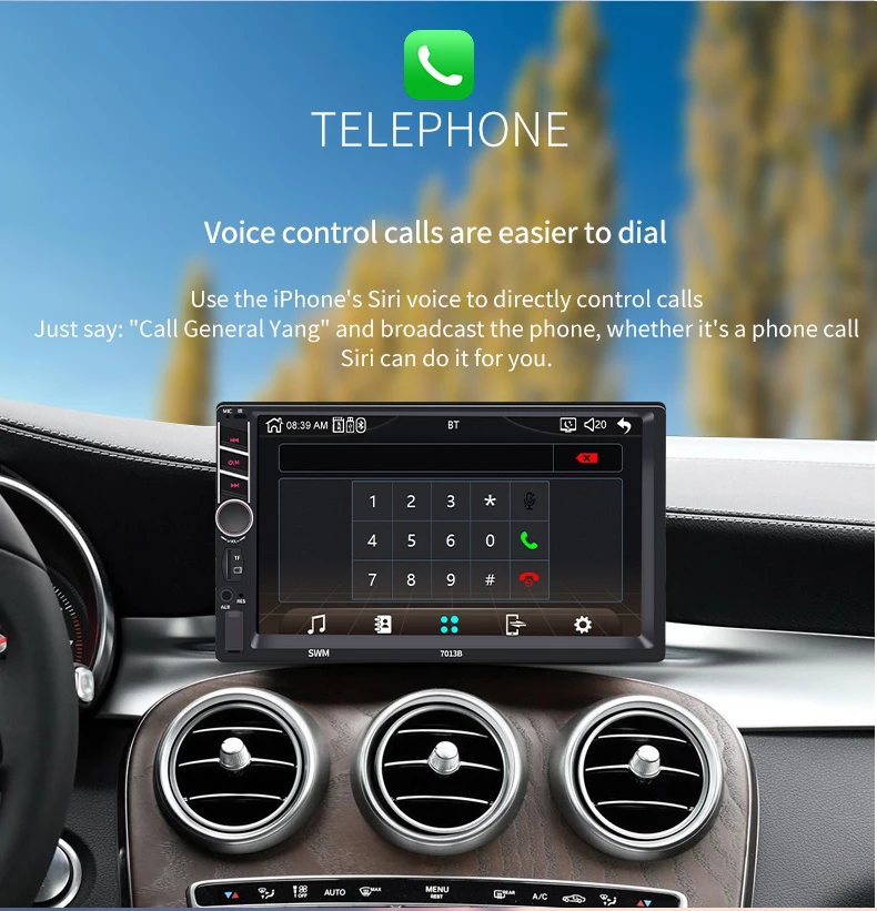 2 din автомобильный радиоприемник " HD плеер с сенсорным экраном mirrorlink Android Carplay MP5 SD/FM/USB/AUX/Bluetooth автомобильный аудио для камеры заднего вида