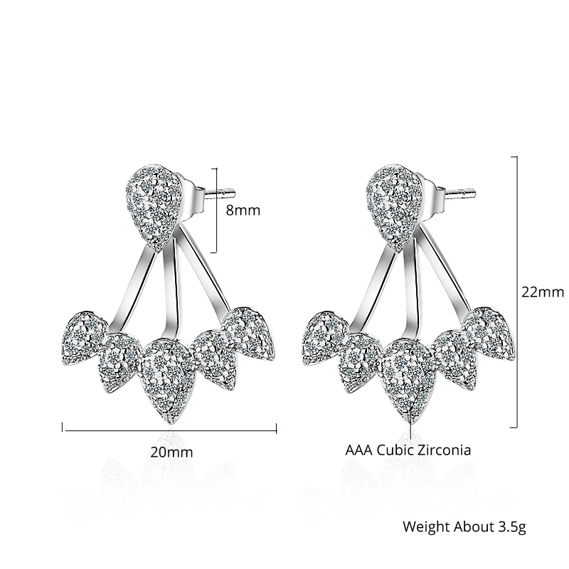 Женские серьги FINDYOU с кристаллами и листьями сережки покрытием из серебра