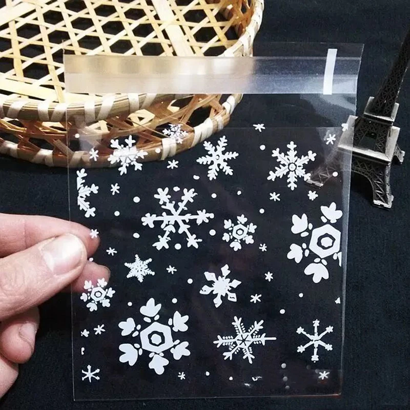 Самоклеящиеся пакеты снежинки для печенья 3 размера 100 шт.|candy bag|bag candybag plastic |