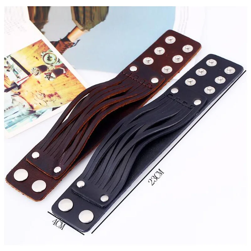 Hollow Double Wide Leather Bracelets For Women Men Female Braid Rope Adjustable Bracelet PUNK Pulseira Jewelry Party Gift | Украшения и