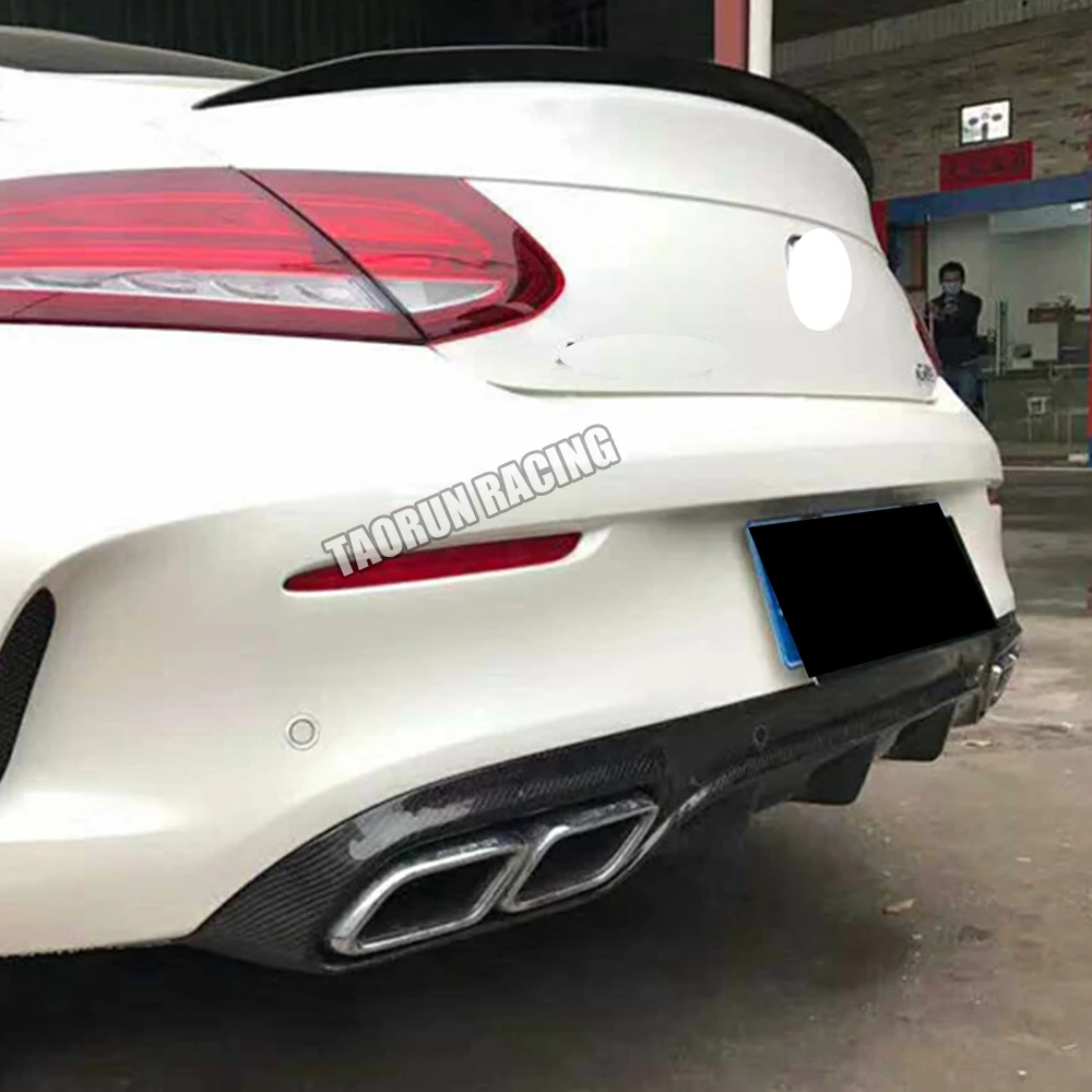 C205 карбоновый задний бампер спойлер диффузор для Benz W205 купе 2 двери C200 C220 C300 C43 C63 с AMG посылка 15-22