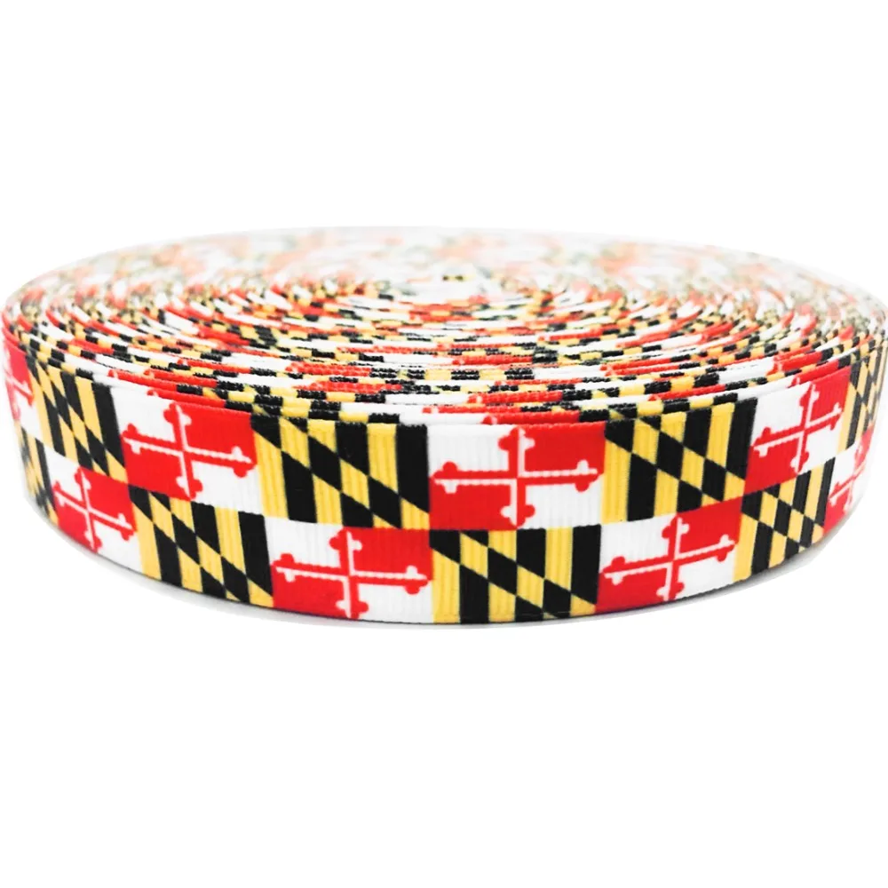 

MD Flag Printed Grosgrain Ribbon 22mm 7/8'' inch Sport Webbing Cintas for Key Chain Dog Collar Hairbows Scrapbooking Handmade
