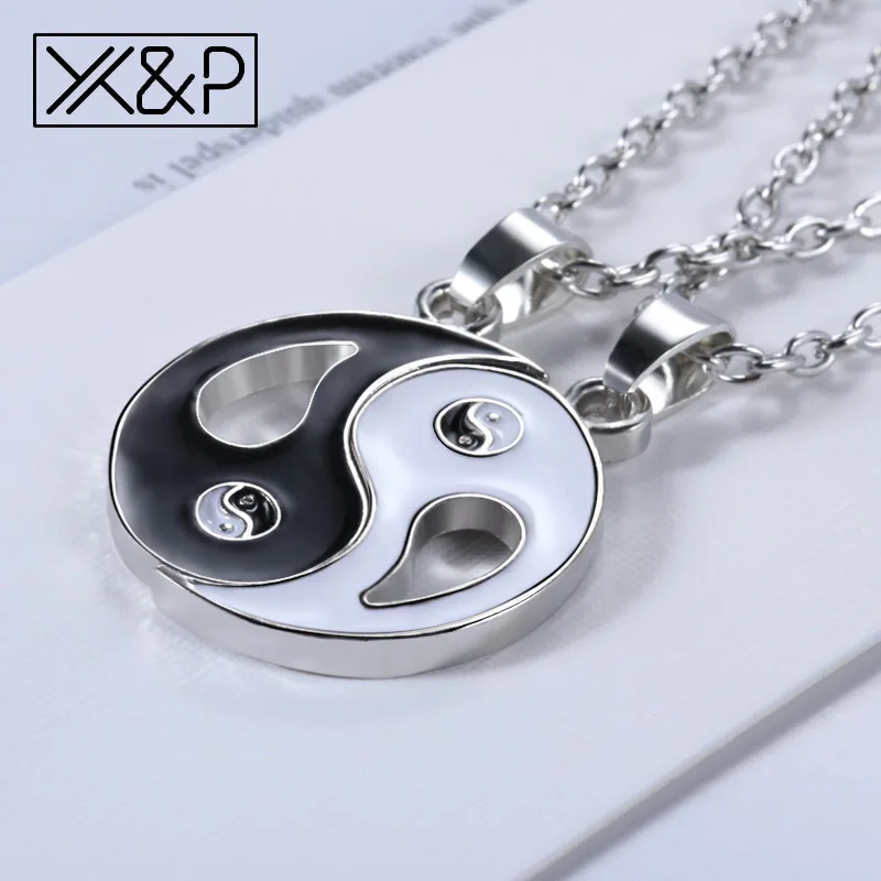 X &amp P Мода сплетни Инь Ян комбинированный черный белый кулон ожерелье для женщин