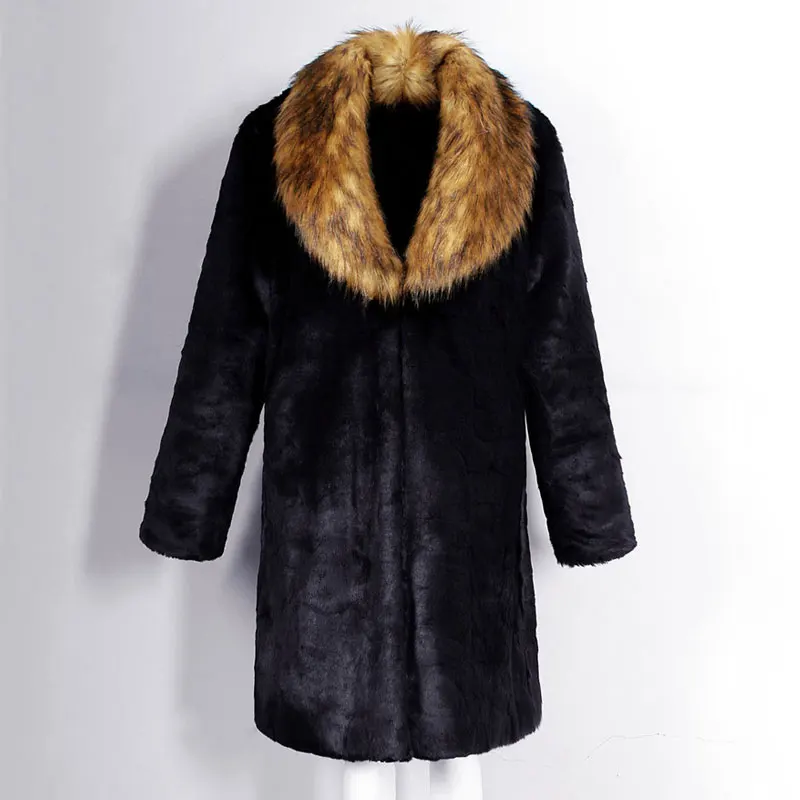style 1 Новое мужское пальто из искусственного меха кролика толстый лисий мех меховой воротник Мужское пальто Зимняя мужская теплая куртка Размер S M L XL XXL XXXL - Цвет: style 1