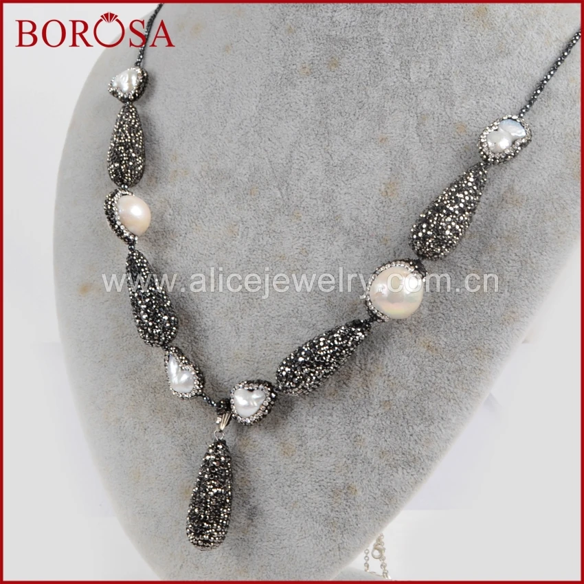 BOROSA Druzy природной произвольной формы жемчуг и капли горный хрусталь проложить