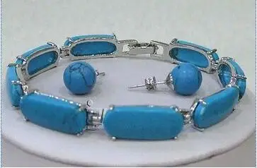 Бесплатная доставка&gt Синий Бирюзовый браслет серьги набор | Украшения и