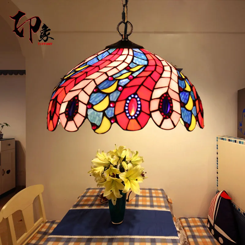 12 дюймовый Европейский подвесной светильник Tiffany витражный Светильник E27 110 240 В