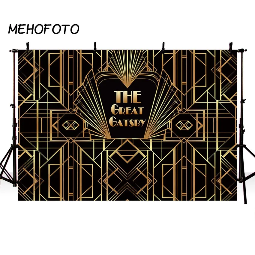 MEHOFOTO Великий Гэтсби фон для дня рождения фотографии черный золотой декор баннер