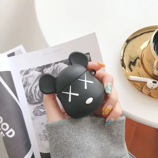 BearBrick мягкий ПВХ для Apple Bluetooth наушники Airpods 1 2 Универсальный защитный чехол