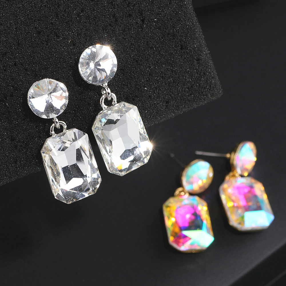 Роскошные Цветные яркие серьги подвески для женщин золотого цвета квадратные с