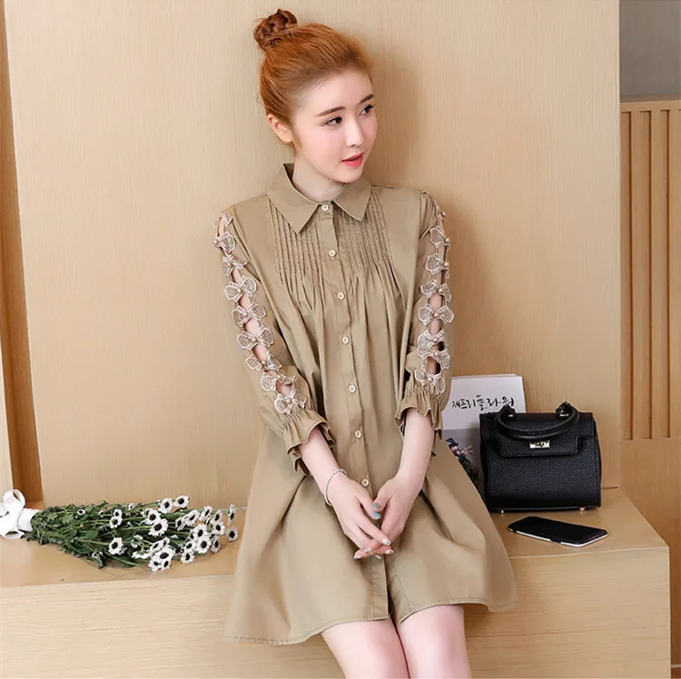 Женское свободное платье в стиле пэчворк с рукавом 2018|dress for|dress for womenshirt dress |
