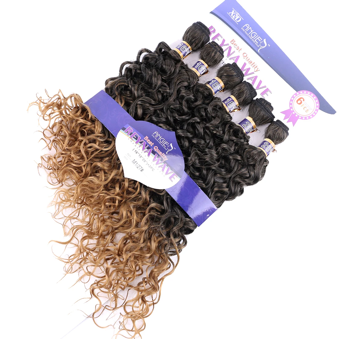 Synthetic Curly Hair Weaves Water Wave 6pcs/Lot Ombre Bundles 16&quot-20&quot 210g Double Weft Extension | Шиньоны и парики