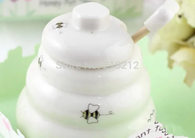 Новое поступление 20 шт. керамический горшок для пчелиного меда с деревянной