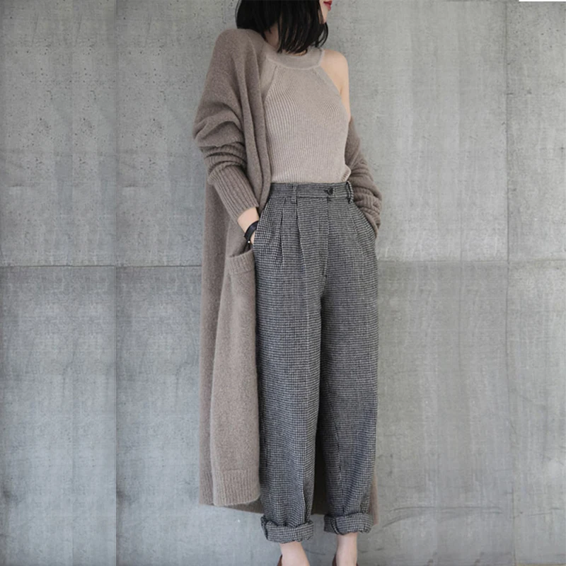 2018 winter women's large size long knitting cardigan over-the-knee loose thickening sweater female plus knit crop top |
