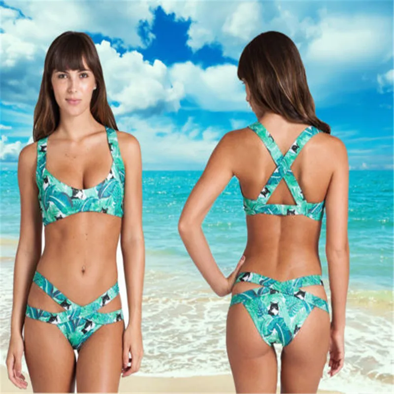 2017 Сексуальное Женское Бразильское бикини винтажный пляжный купальник из двух