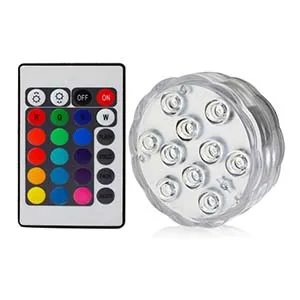 24keys with Lens 10 светодиодный RGB подводный светильник для пруда, погружной IP67 водонепроницаемый светильник для бассейна на батарейках для вазы, свадебной вечеринки - Испускаемый цвет: 24keys with Lens