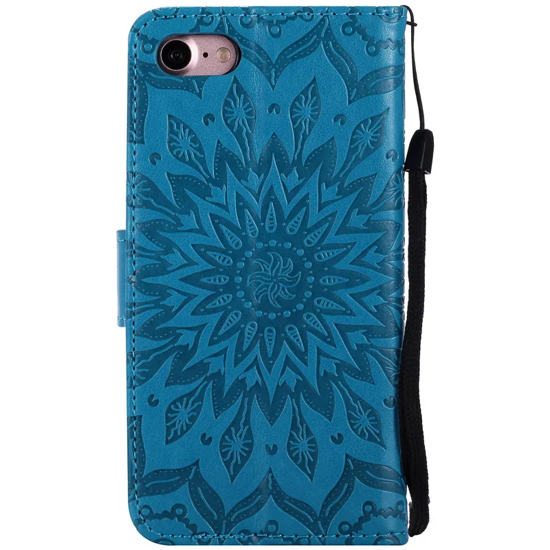 Роскошный кожаный чехол книжка с 3D подсолнухом и магнитным слотом для Apple Iphone 5 5s SE