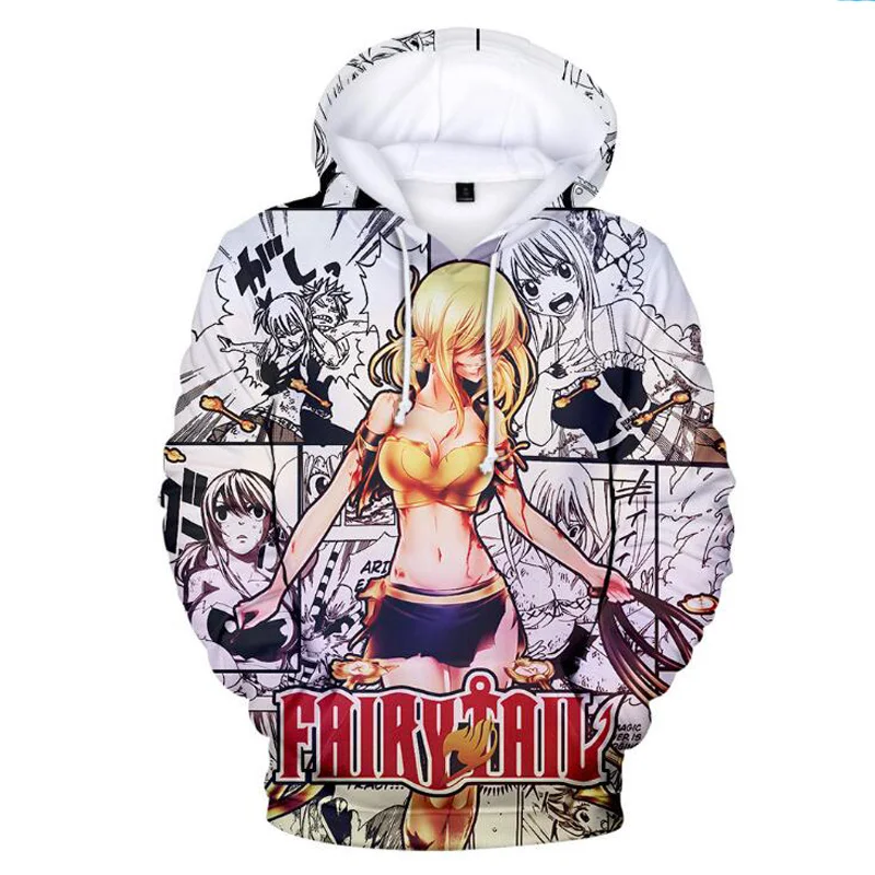 Аниме Fairy Tail Для мужчин толстовки 3D печатных забавные толстовка с капюшоном в