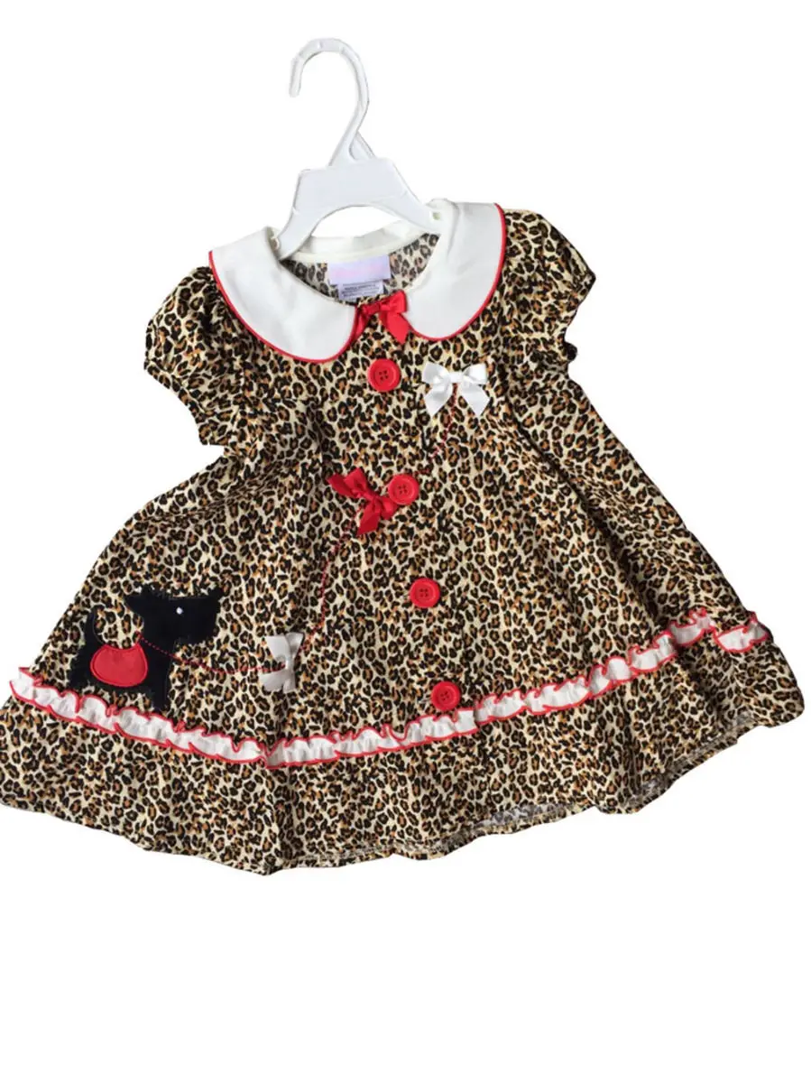 2 шт. Весеннее платье для маленьких девочек с воротником леопардовое короткими