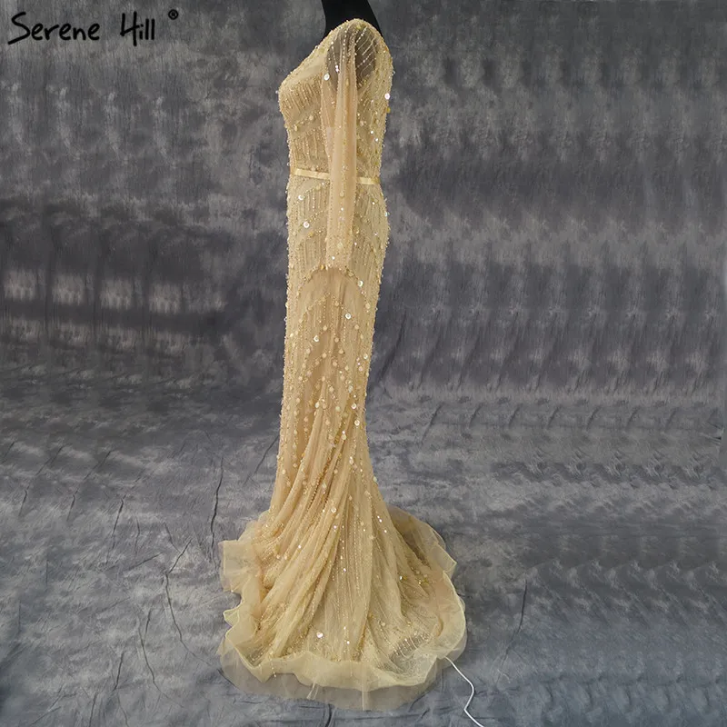Дубай Robe De Soiree Роскошные вечерние платья с длинным рукавом настоящая фотография Кристалл Блестки темно-синий Русалка Вечерние платья BLA6010