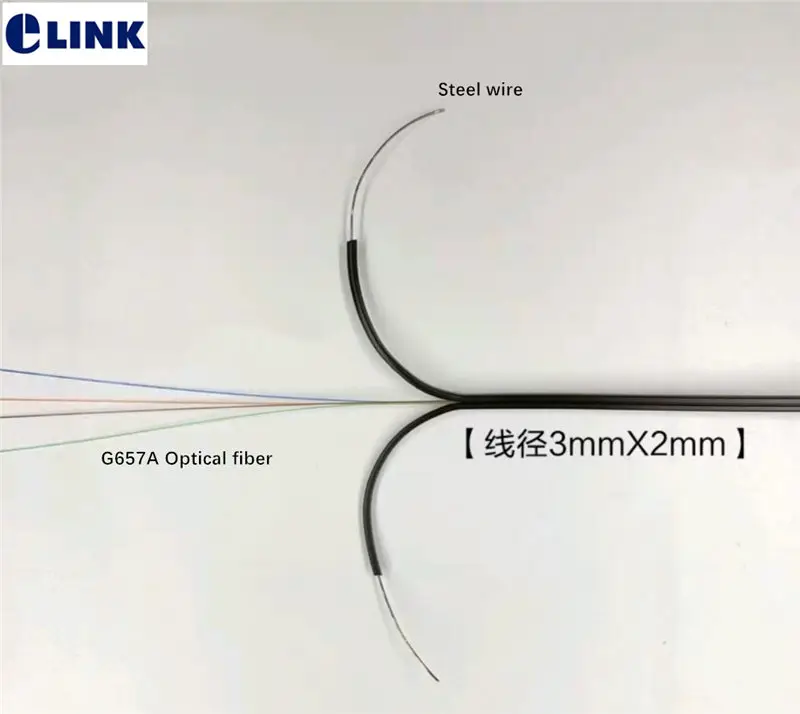 1000mtr ftth прямой кабель 2 стальная проволока 4 ядра G652D 2*3 мм оптическое волокно