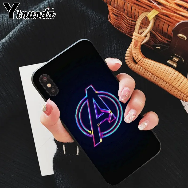 Yinuoda Супергерои из Marvel Мстителей мягкий резиновый черный чехол для телефона iPhone 6S