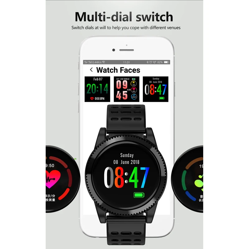 WQ M11 Smart Bracelet 1.3&quot HD IPS Screen Heart Rate Watch Blood Pressure Fitness Tracker Band Multiple Sport Mode | Электроника