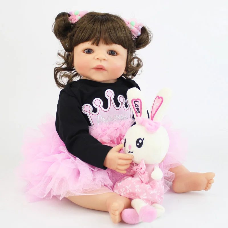 55 см полный силиконовый корпус Reborn Baby Doll игрушка Виниловый фон для новорожденных