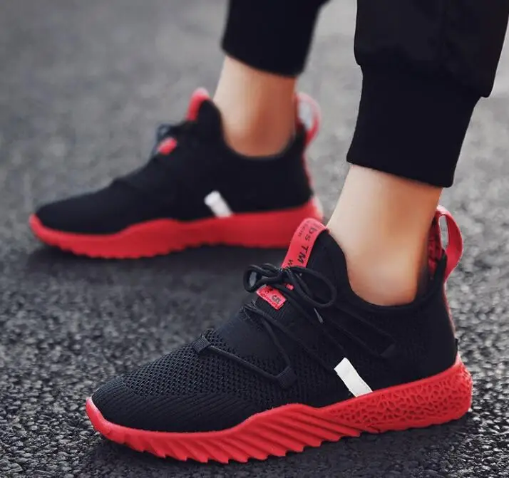 2019 Fashion Black Red Yellow Knit Mesh High Quality Men Shoes Designer Breathable Luxury Brand Casual Sneakers | Обувь