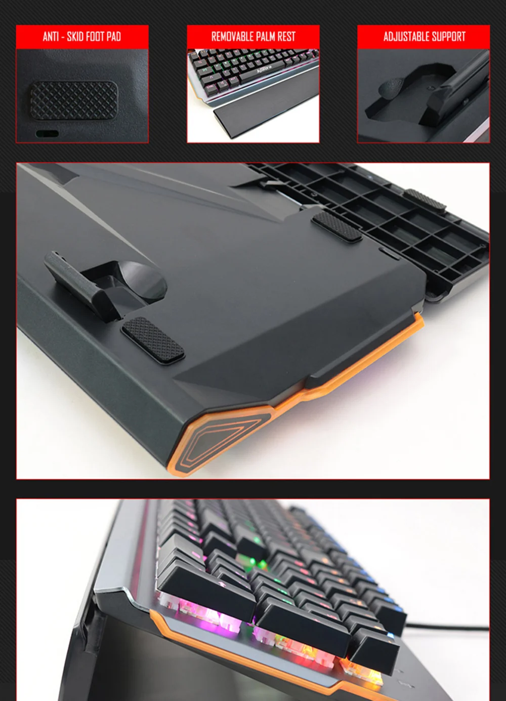 Игровая клавиатура для ПК, проводная USB металлическая панель, плавающая подсветка, механическая клавиатура с креплениями для рук, игровой плеер для Dot2