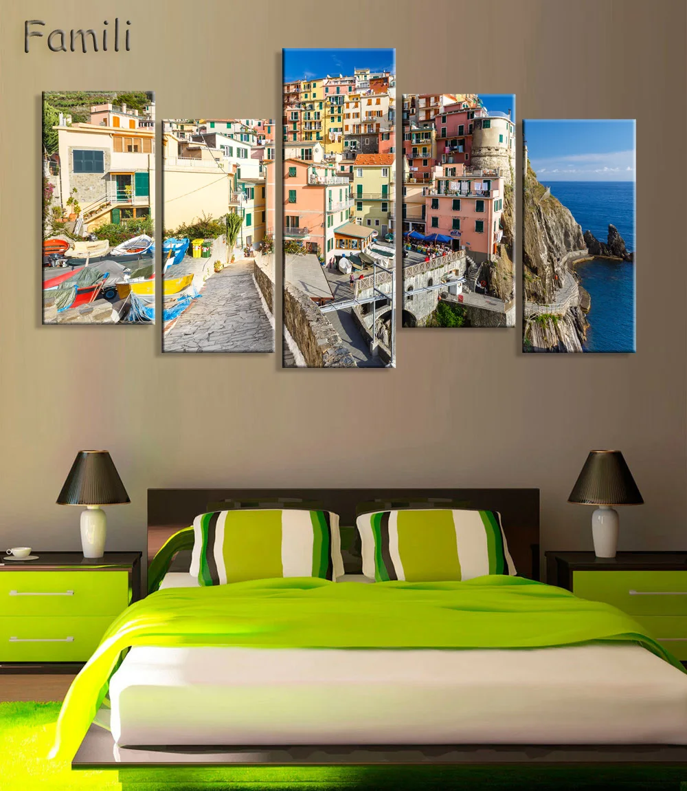 5 панель в рамке печать Бруклин Манхэттен Италия живопись Детская комната Декор