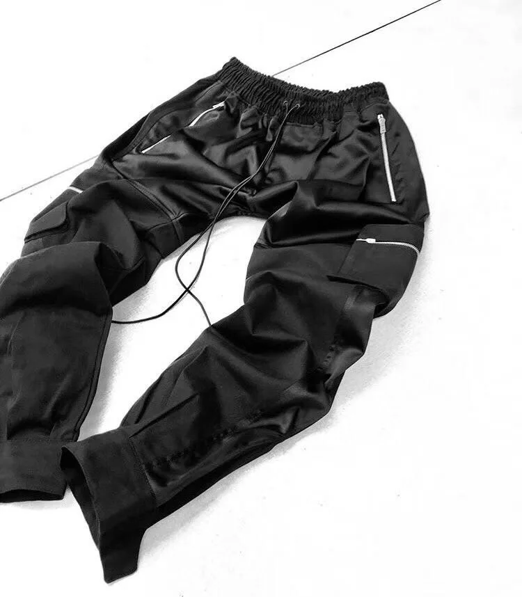 Марка New Fashion Hi Street черный цвет, для мужчин в стиле милитари карманы track Штаны пробежки Брюки-карго