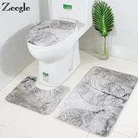 Bath Mat for Bathroom Leaves Pattern Toilet Carpet Mat Toilet Lid Cover Mat Bathroom Carpet Set Shower Room Rug Bathroom Mat