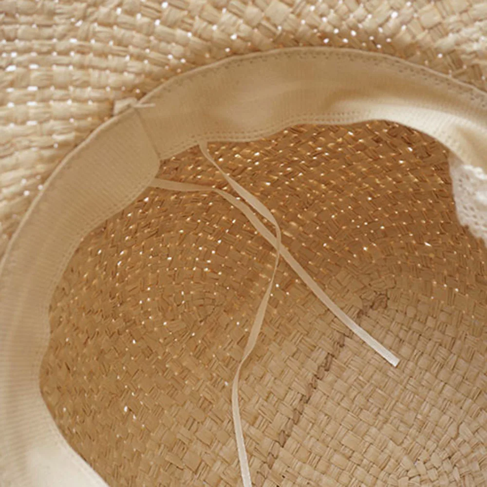 Летний Пляжный головной убор для женщин ручной работы Плетеная соломенная шляпа