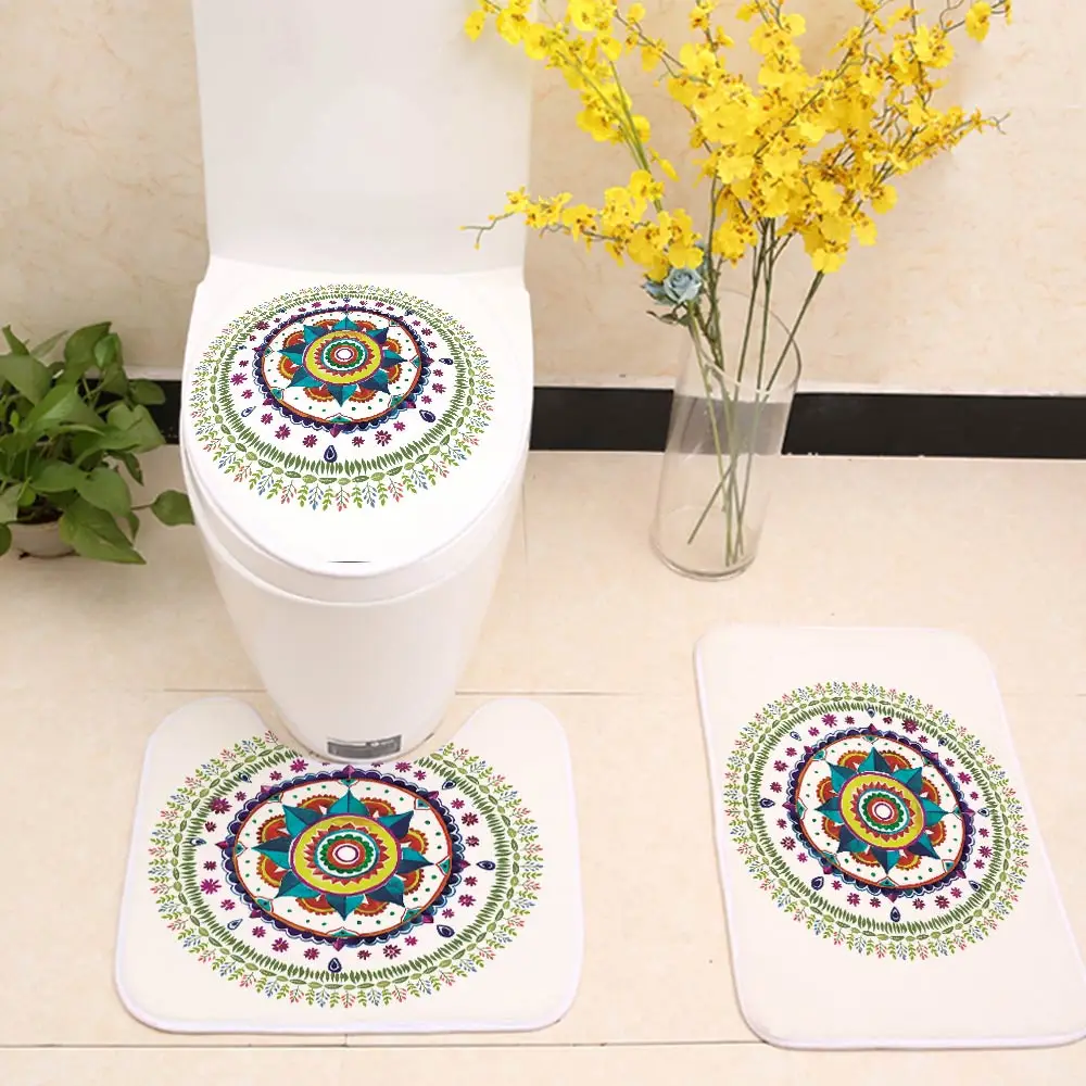 3 шт./компл. чехол для унитаза с принтом мандалы фланелевая ткань Мандала Цветок