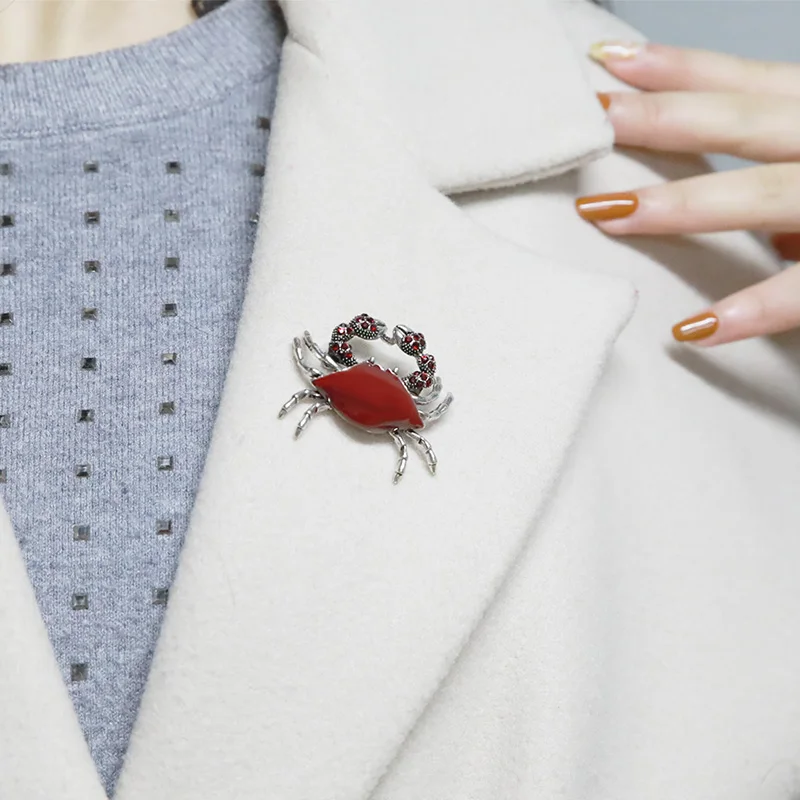 Женская/Детская брошь в форме краба FUNMOR красная пальто платья с кристаллами