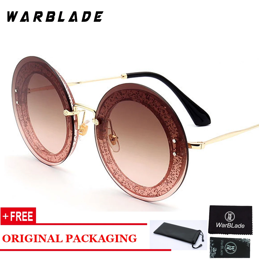 Женские солнцезащитные очки без оправы UV400 большие круглые с градиентными