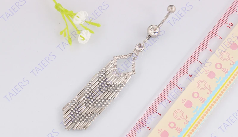 Belly button ring body piercing navel bar Claw chain tassel 14G 316L surgical steel |