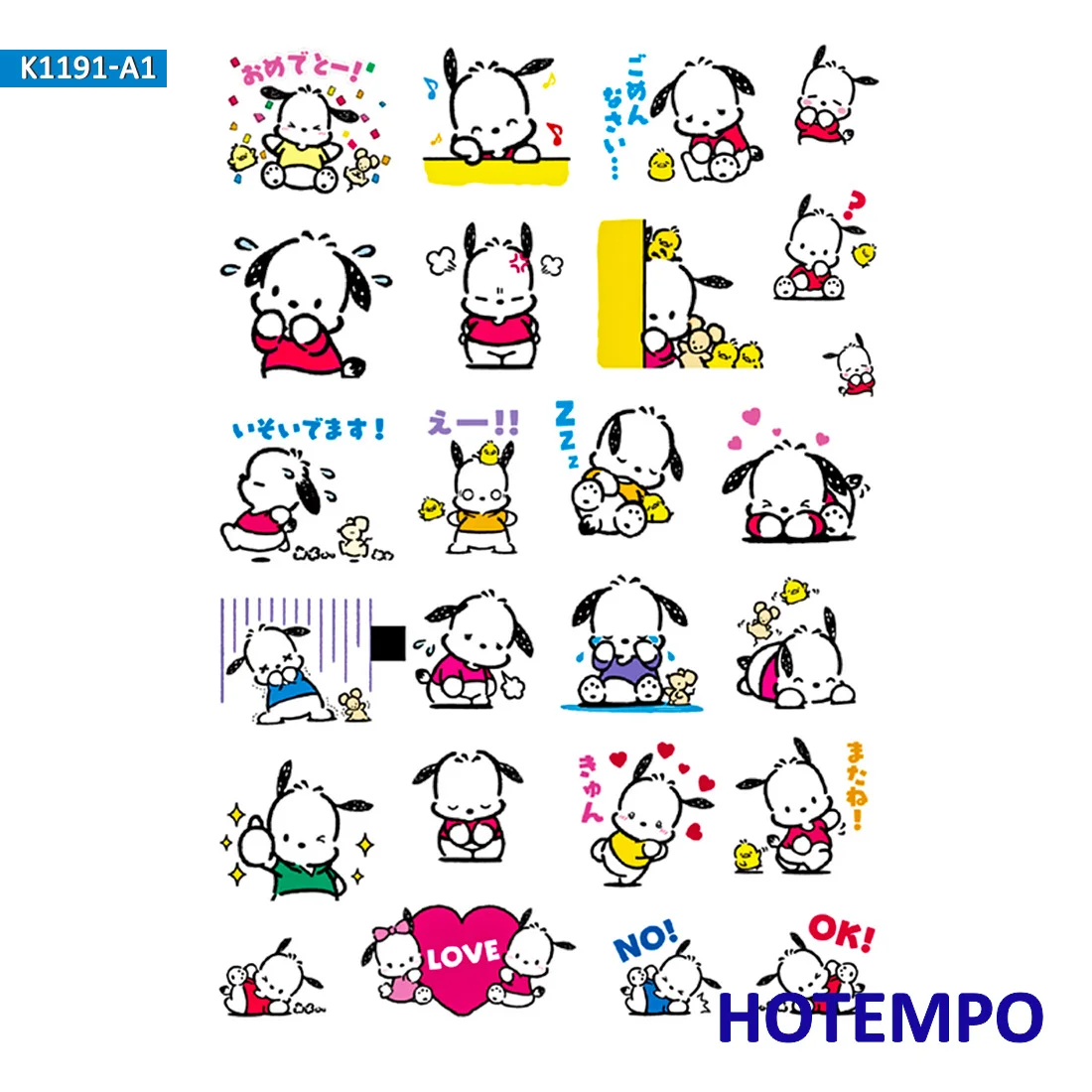 Аниме Pochacco собака мультфильм милые наклейки для девочек Дети подарок DIY письмо дневник в стиле Скрапбукинг Канцелярские наклейки Pegatinas