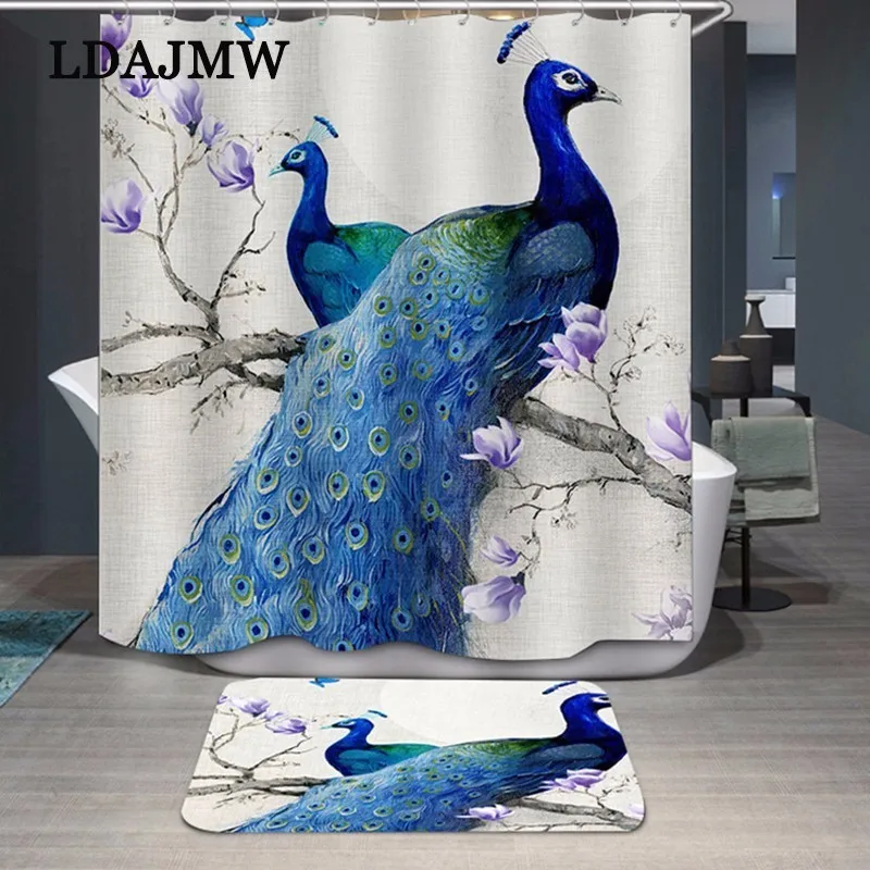 LDAJMW высокого качества 3D павлин печати Душ Шторы Водонепроницаемый полиэфирной