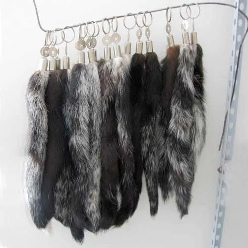 

Free shipping mink fur tail keychain 20cm fur tail genuine fur tail for bag