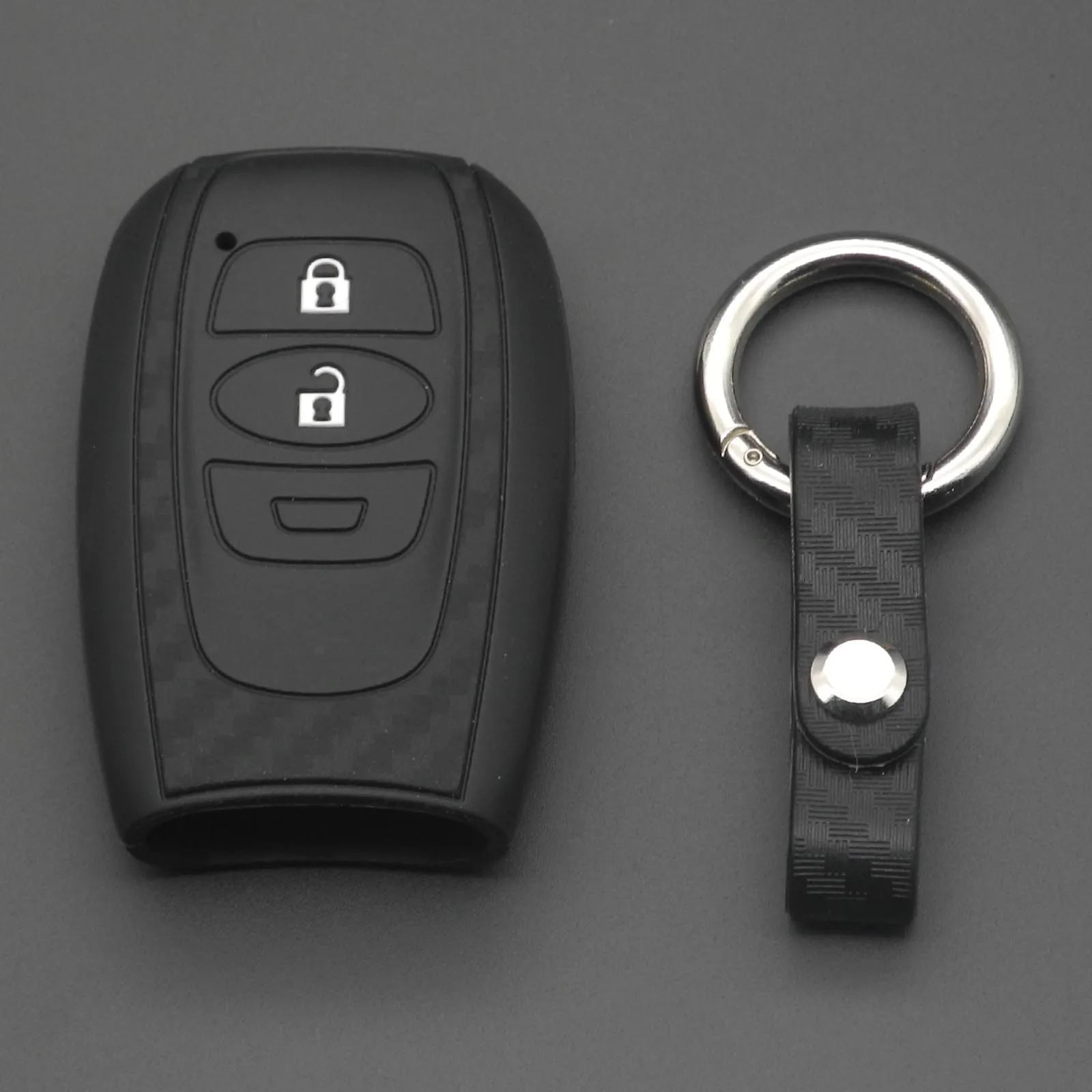 With keychain Jingyuqin силикон из углеродного волокна автомобиля дистанционного брелок, чехол для ключей Крышка для Subaru датчик для Impreza Forester XV Trezia BRZ WRX Levorg Ou - Название цвета: With keychain