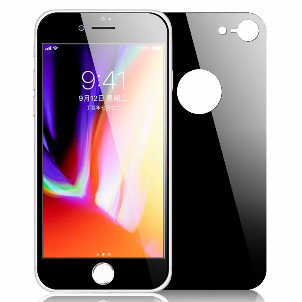 Переднее + заднее закаленное стекло для iPhone 7 8 Plus X Ten с полным покрытием Защита