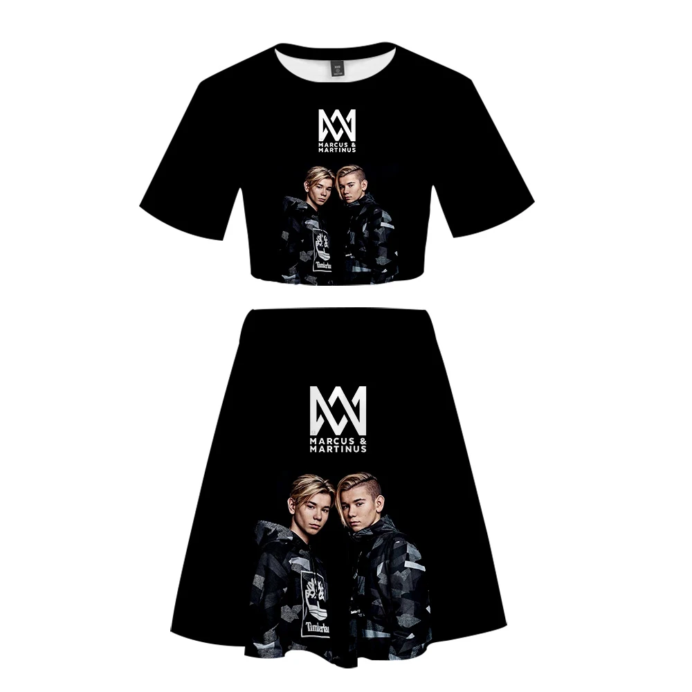 Женские комплекты с объемным принтом Marcus &amp Martinus Модный укороченный топ
